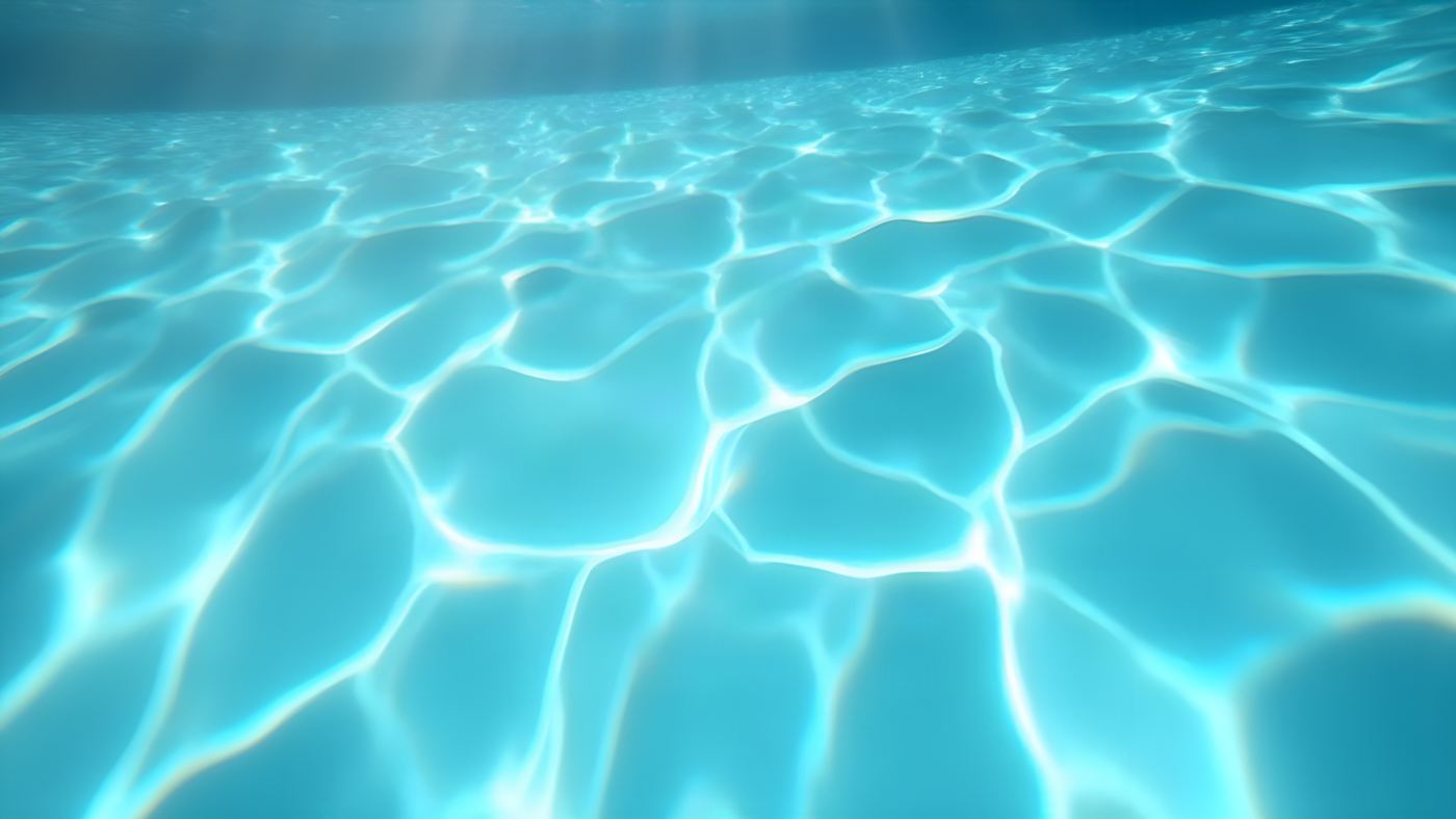 Clear pool water with sunlight on the floor